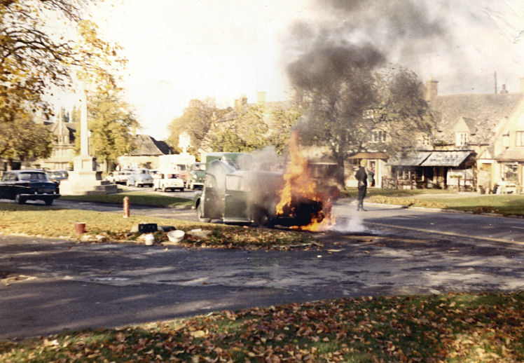 Car burning in Broadway High Street 26-10-70