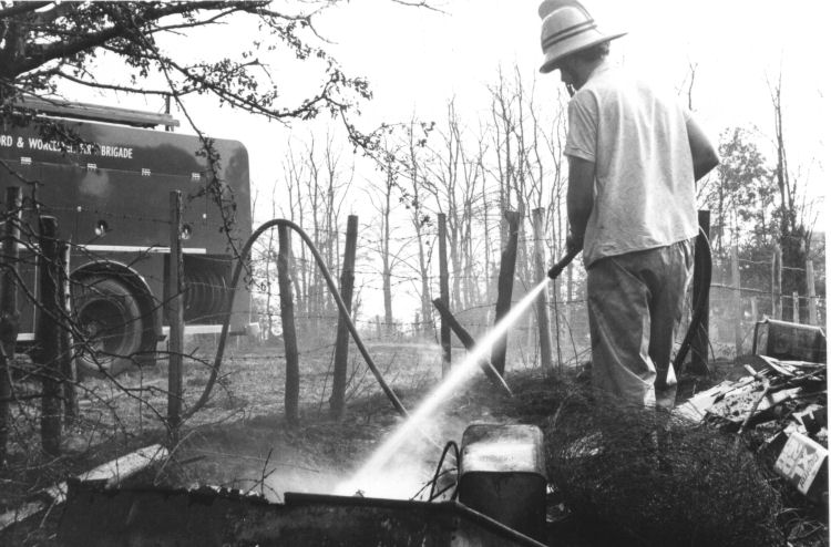 Roy Ingles damping down at Childswickham in 1976