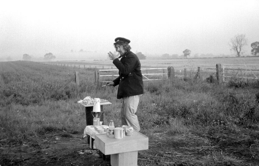 Frank Trowman preparing breakfast for the crew at Cropthorn June 1977